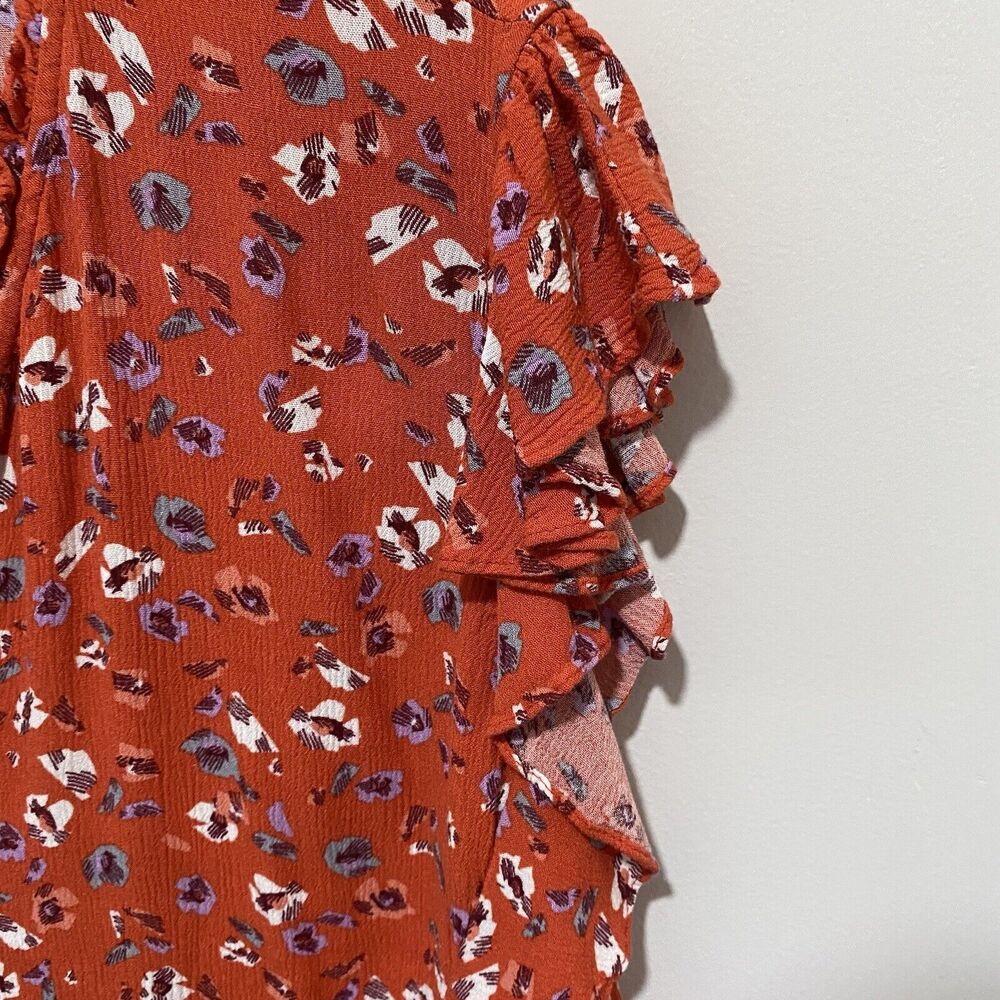 Molly & Isadora Top Plus Size 4X V-Neck Flutter Sleeve Tunic Abstract Floral - Picture 5 of 7